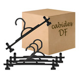 50 Cabides Plástico Preto Saia Calça C/ Presilhas Atacado
