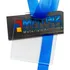 50 Medalhas Quadradas 6cm Acrílico Cristal 2mm C  Fita Azul