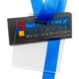 50 Medalhas Quadradas 6cm Acrílico Cristal 2mm C Fita Azul