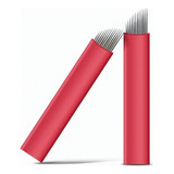 50 Uni Lâminas Tebori Nano Agulhas 12 Pontas Flex 0 18mm Cor Vermelho