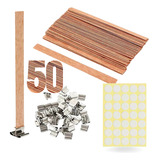 50 Unid  Pavio De Madeira   50 Ilhos De Metal Para Velas Eco