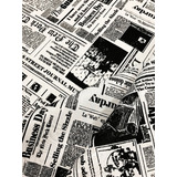 5m - Tecido Estampa Jornal Estilo Retro Vintage - Corino Pvc