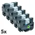 5x Fitas Tze Tz Fx251 Compativel Para Rotulador Brother 24mm Cor Letra Preta   Fita Branca