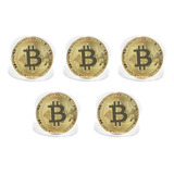 5x Moedas Comemorativa Bitcoin Cor Dourada Para Colecionador