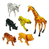 6 Brinquedo Miniatura Animais Selvagens De Borracha Grandes