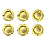 6 Cinzeiros Simples Em Metal Latonado Cor Latão Chique 6pçs Cor Dourado