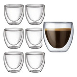 6 Copos Vidro Duplo Parede Dupla P Café Chá Água Drink 250ml
