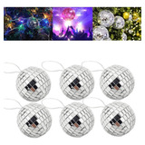 6 Natal Espelho Bolas Xmas Disco Espelho Vidro Bolas Ref6cm
