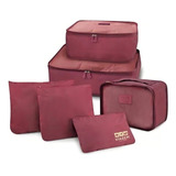 6 Organizador De Mala P  Viagem Necessaire Jacki Design Cor Bordô
