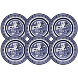 6 Pratos Fundos 24cm Blue Willow Oxford Tradicional Decorado