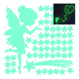 65 Img Adesivo Brilha Escuro Fosforescente Fadinha Estrelas