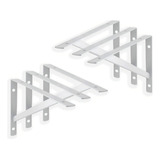6x Suporte Cantoneira Mão Francesa Branca P prateleira 15cm