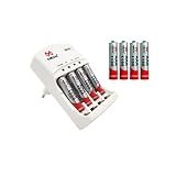 8 Pilhas Recarregável Mox Aaa + Carregador Rápido Bivolt