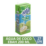 Água De Coco Ebah 200ml - Caixa Com 27 Unidades