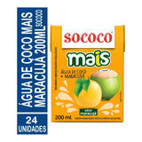 Água De Coco Mais Maracujá Sococo 200ml - 24 Unidades
