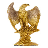 Águia Estatueta Decorativa Dourada De Resina