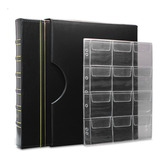 Álbum De Luxo Preto 10 Folhas Para 120 Moedas 3bzn G
