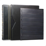 Álbum De Luxo Preto 10 Folhas Para 140 Selos 3bzn P