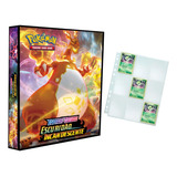 Álbum Pasta Fichário Pokemon + 10 Folhas Escuridão Incandesc