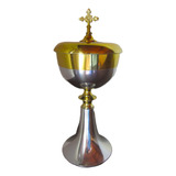 Âmbula Cibório Estanho Dourada E Prata Comunhão Sacra Hóstia