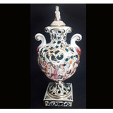 Ânfora Antiga Porcelana Italiana Capodimonte Pintada