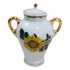 Ânfora Potiche Girassol Amarelo Vaso Em Porcelana Com Ouro