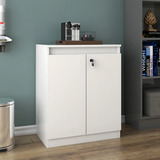 Arm�rio Para Escrit�rio Baixo 2 Portas Com Chave Me4149 Cor Branco