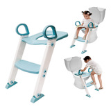 Assento Redutor Infantil Com Escada Para Vaso Sanitrio Cor Azul Liso
