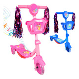 Atentu Patinete Infantil Com Led E Cesto 3 Rodas Cor Rosa