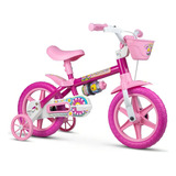 Bicicleta Infantil Com Roda Treinamento Flower Aro 12 Nathor
