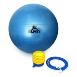 Bola De Pilates 75cm Muvin Antiestouro Suporta At 300kg Com Bomba Ginstica Fitness Pilates Yoga Fisioterapia Flexibilidade Fortalecimento Tonificao Fcil Limpeza Cor Azul