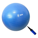 Bola Suia Pilates Yoga Abdominal Gym Ball 75cm Bomba Grtis Cor Azul