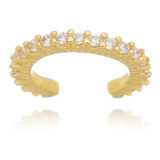 Brinco Piercing Fake Argolinha Fina Zirc�nias Cristal Cor Dourado
