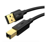 Cabo Usb Ugreen 10351 3m Usb a Para Usb b 3 Metros Cor Preto