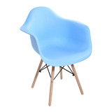 Cadeira Charles Eames Arm Base Madeira Azul