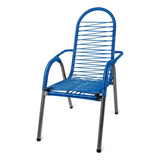 Cadeira De �rea Cordinha Varanda Alpendre Refor�ada Fio Pvc Cor Azul Liso