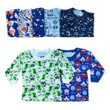 Camisas Manga Longa Bebe Criana 1 A 3 Casaco Algodao Kit 3