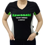 Camiseta Feminina Kawasaki Gp Motorsport Baby Look Camisa