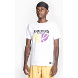 Camiseta Spalding Logo Ball Branco E Amarelo