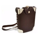 Cantil Porta Bebida Com Bolsa Inox Whisky Vodka Rum 500 Ml Cor Marrom
