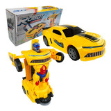 Carrinho Camaro Transformers Vira Rob Luz Som Bate Volta Cor Amarelo Personagem Bumblebee