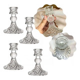 Casti�al Candelabro Porta Vela Vidro Decorativo Mesa 4und