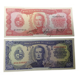 Cdulas 50 E 100 Pesos Uruguay 1967 Flor De Estampa Original