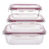 Conjunto 3 Potes De Vidro Refrat�rio Herm�tico Casambiente Jgti004 Cor Transparente