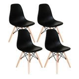 Conjunto 4 Cadeiras Charles Eames Eiffel Concha Fixa Preto