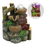Fonte �gua Decorativa Pedra Relaxante Led Floresta Moinho Cor Colorida