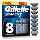 Gillette Mach3 Carga Para Aparelho De Barbear 8 Unidades