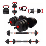 Halter Barra Anilha Kettlebell Kit Musculação 6 Em 1 30kg