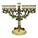 Hanukkah Menorah Castiçal Mesa Metal 9 Ramos .