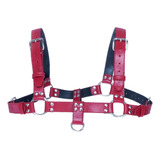 Harness H Masculino Arreio Couro Peito Corpo Vermelho Colete